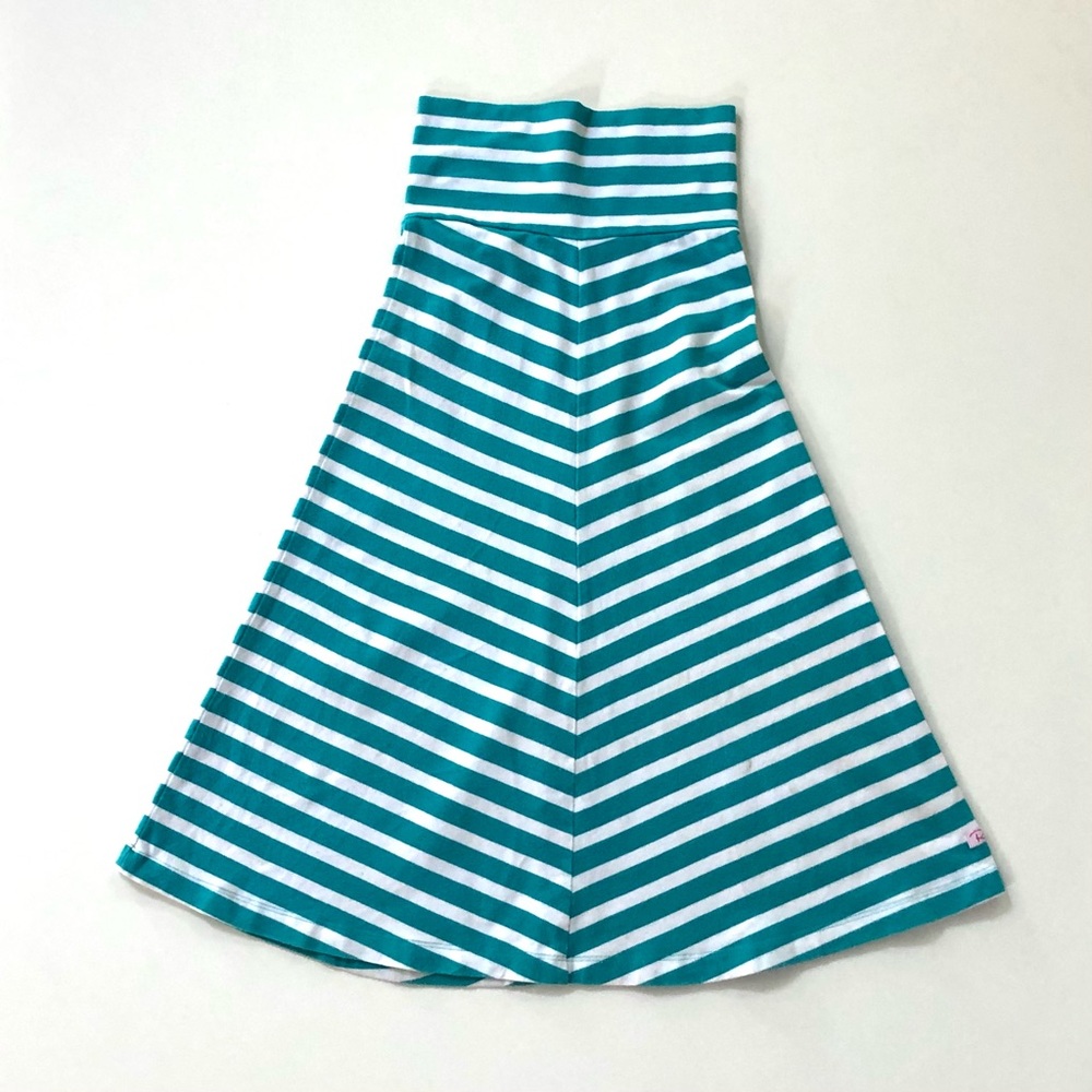 Ruffle Butts Teal & White Stripe Maxi Skirt 4T